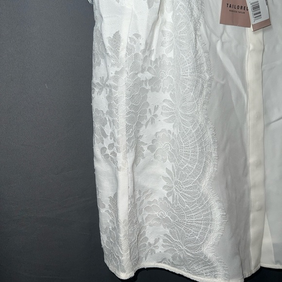 REBECCA TAYLOR TAILORED SILK DOUBLE GEORGETTE & LACE TOP - Picture 12 of 13